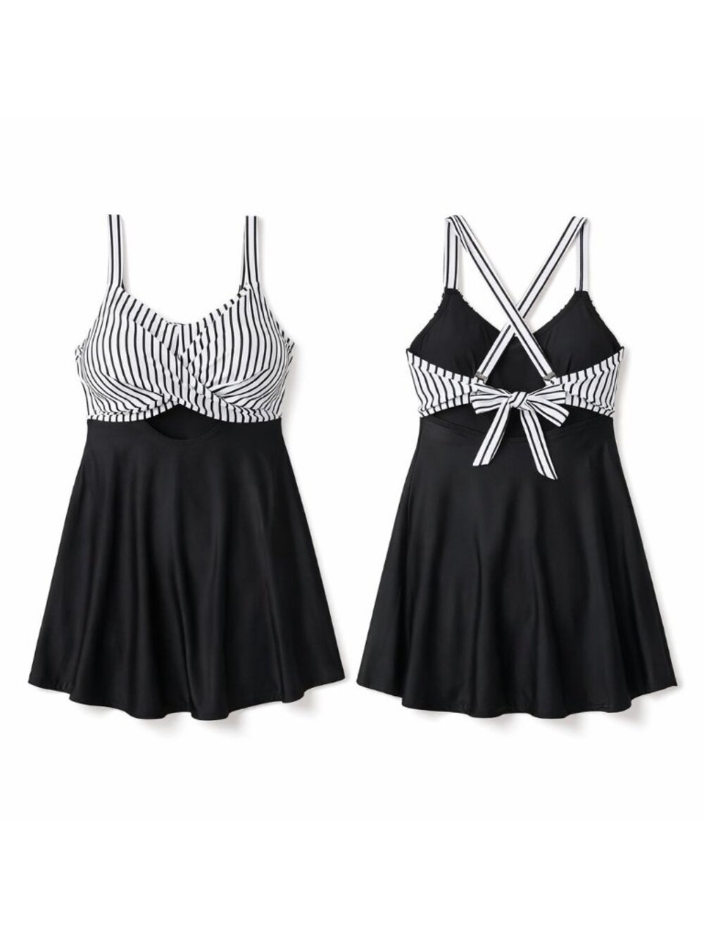 Large Maternity Black and White Stripe  Swimdress Bikini Bottom Built-In NWT - Picture 2 of 3